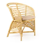 Garden Armchair in Natural Rattan, Cushion Included, - Torvi Viadurini