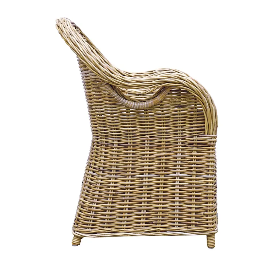 Garden Armchair Made of Wood and Fibre in Grey Kubu - Lido Viadurini