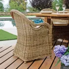 Garden Armchair Made of Wood and Fibre in Grey Kubu - Lido Viadurini