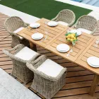 Garden Armchair Made of Wood and Fibre in Grey Kubu - Lido Viadurini