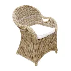 Garden Armchair Made of Wood and Fibre in Grey Kubu - Lido Viadurini