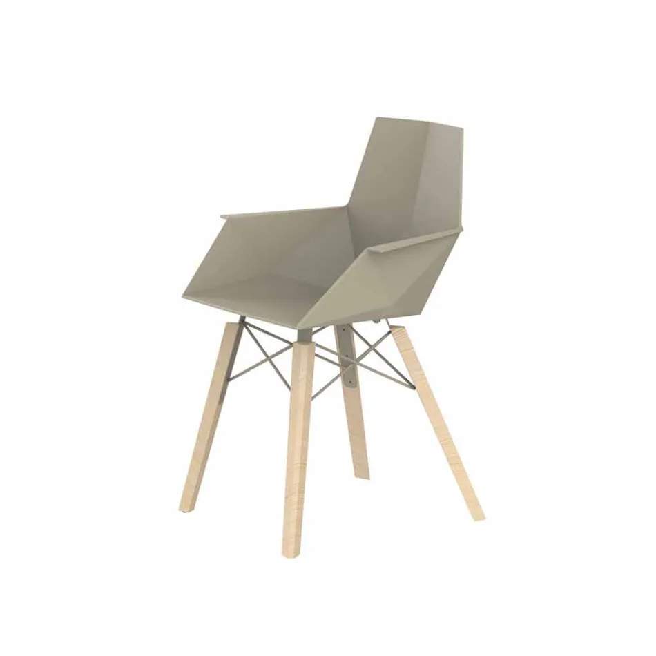 Design Lounge Armchair in Polypropylene and Wood - Faz Wood by Vondom Viadurini