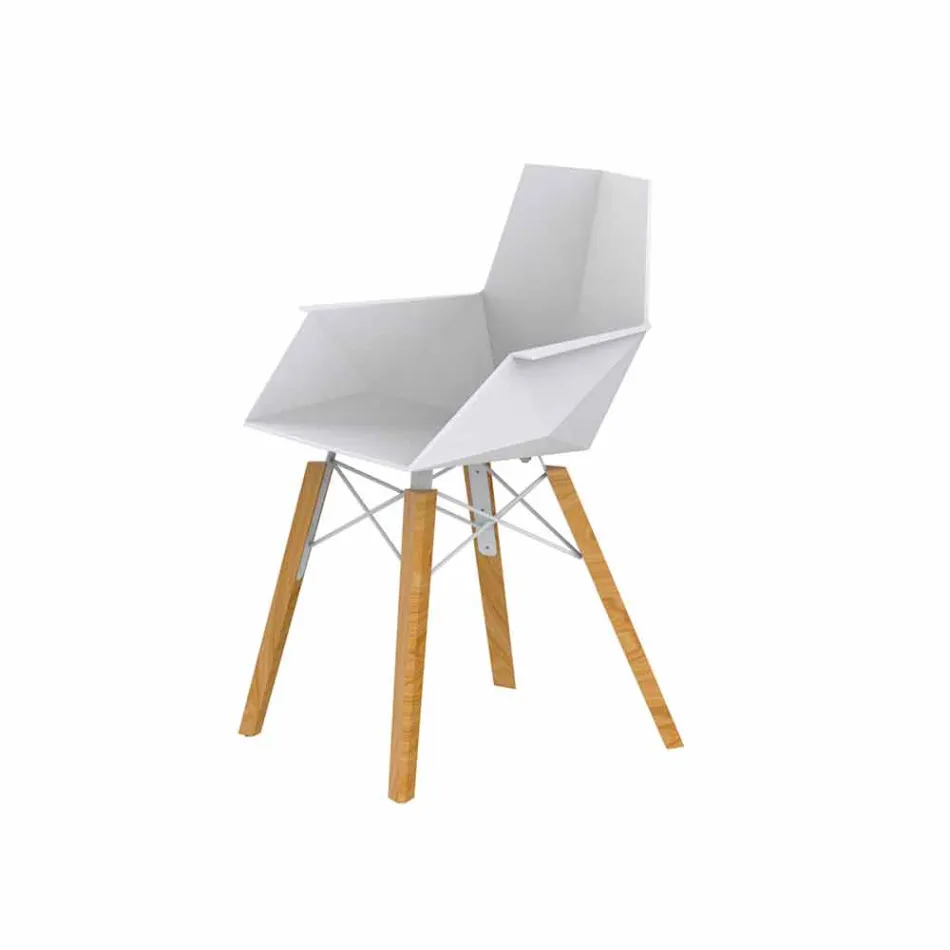 Design Lounge Armchair in Polypropylene and Wood - Faz Wood by Vondom Viadurini