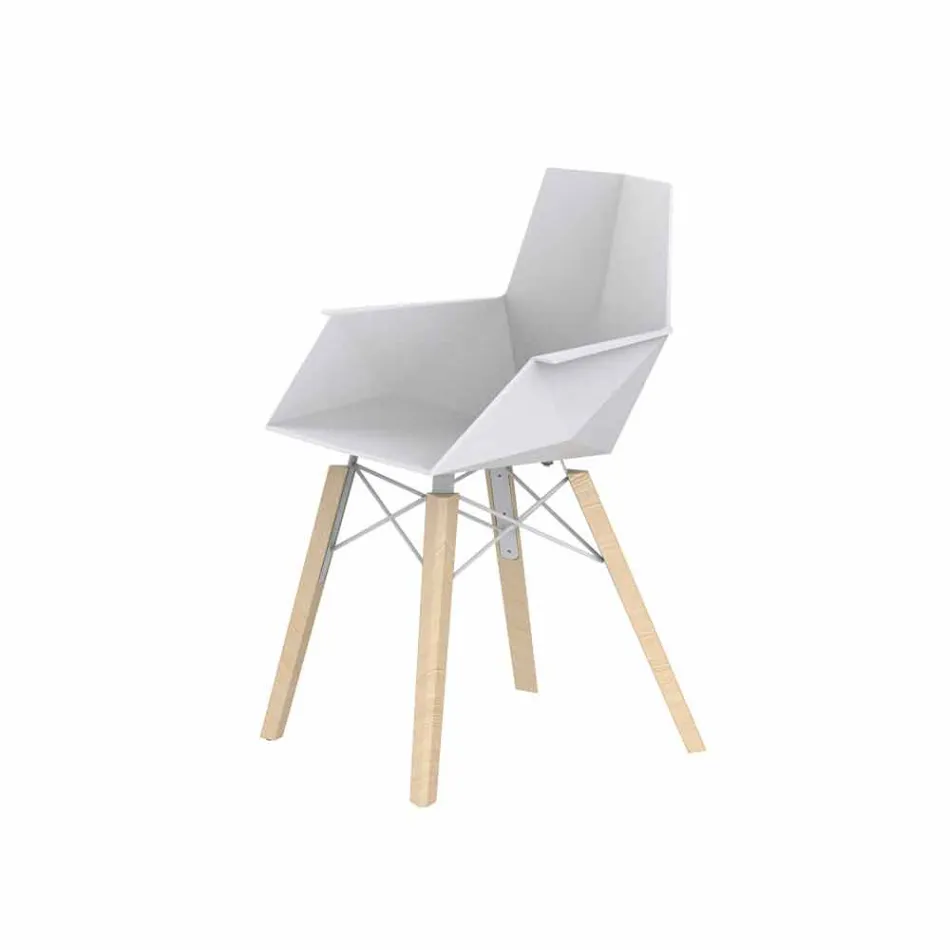 Design Lounge Armchair in Polypropylene and Wood - Faz Wood by Vondom Viadurini