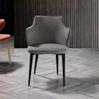Elegant Lounge Armchair in Colored Fabric and Black Metal - Duchess Viadurini