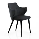 Elegant Lounge Armchair in Colored Fabric and Black Metal - Duchess Viadurini