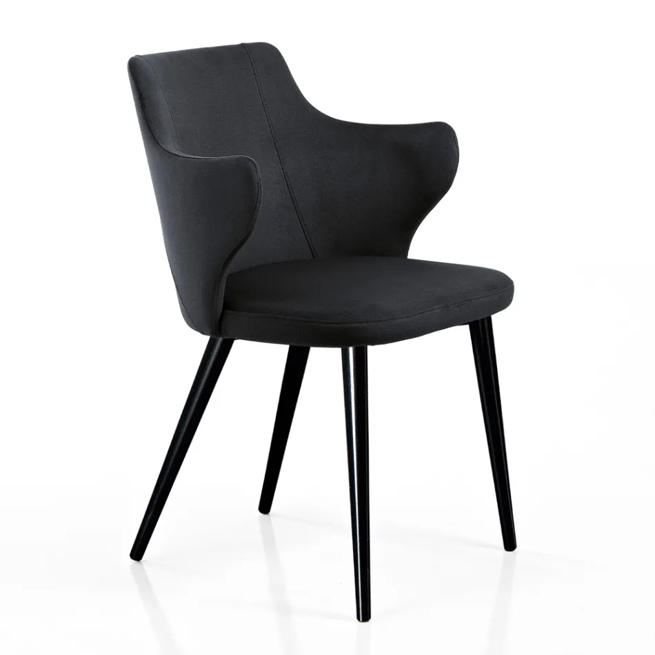 Elegant Lounge Armchair in Colored Fabric and Black Metal - Duchess Viadurini