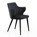 Elegant Lounge Armchair in Colored Fabric and Black Metal - Duchess