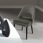 Lounge armchair in different fabrics with wooden shell - Edgar Viadurini