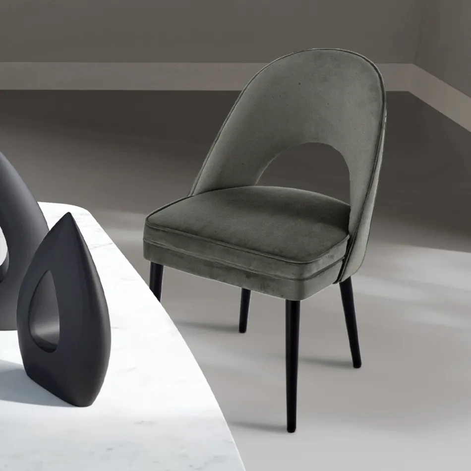 Lounge armchair in different fabrics with wooden shell - Edgar Viadurini