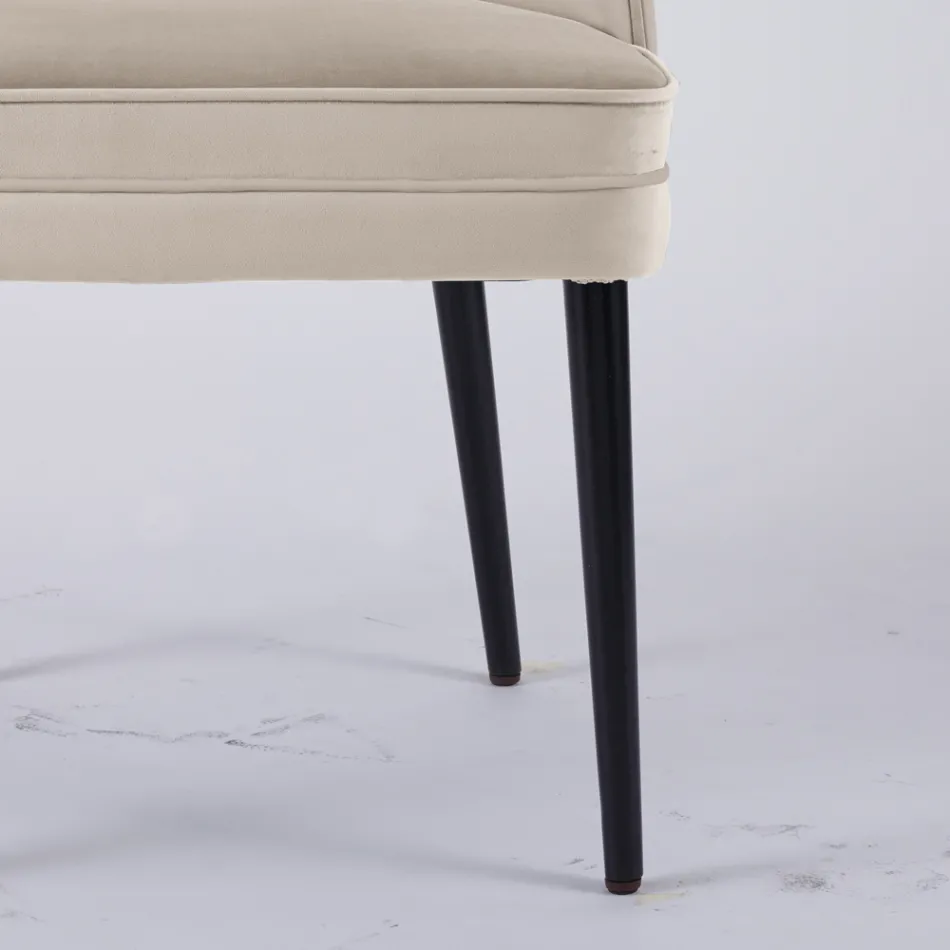 Lounge armchair in different fabrics with wooden shell - Edgar Viadurini