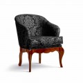 Upholstered armchair Tita, leather and solid wood, made in Italy