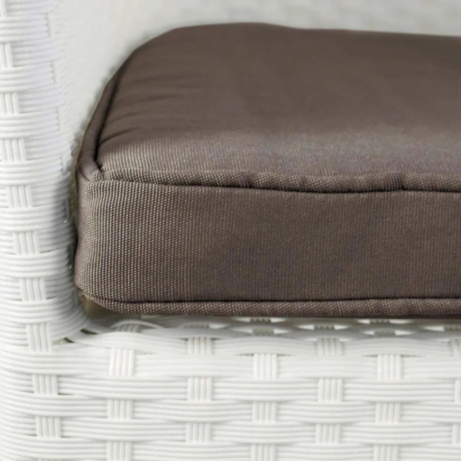 Stackable Chair in Aluminium Covered in White Wicker - Bruma Viadurini