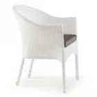 Stackable Chair in Aluminium Covered in White Wicker - Bruma Viadurini