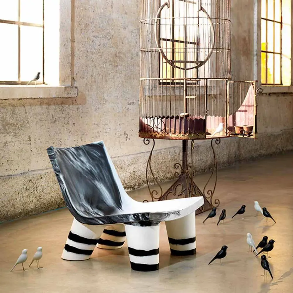 Lounge chair black and white Slide Low Lita Anniversary made Italy Viadurini