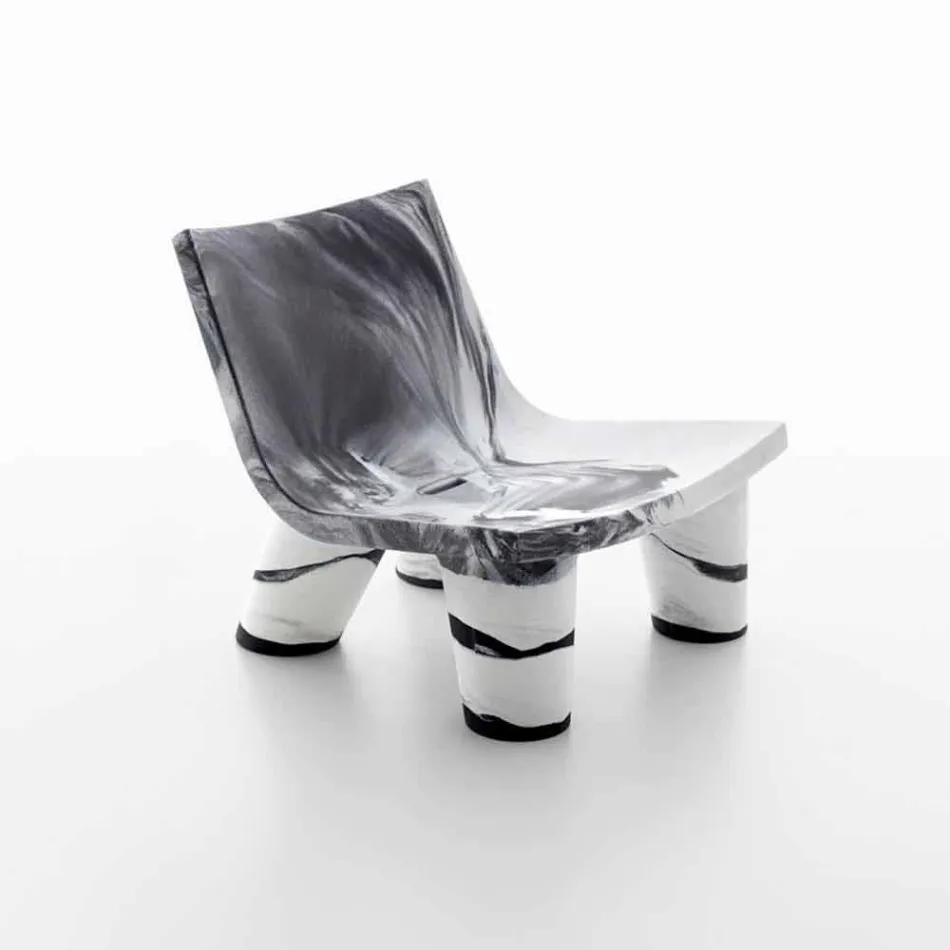 Lounge chair black and white Slide Low Lita Anniversary made Italy Viadurini