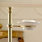 Floor Towel Holder with Vintage Brass and Ceramic Soap Dish - Rouen Viadurini
