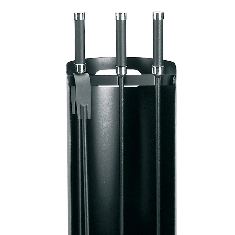 Tool Holder with 3 Metal Fireplace Tools Made in Italy - Bazar Viadurini