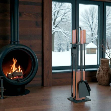 Tool Holder with 4 Accessories, Handles and Wooden Structure Made in Italy - Koi Viadurini