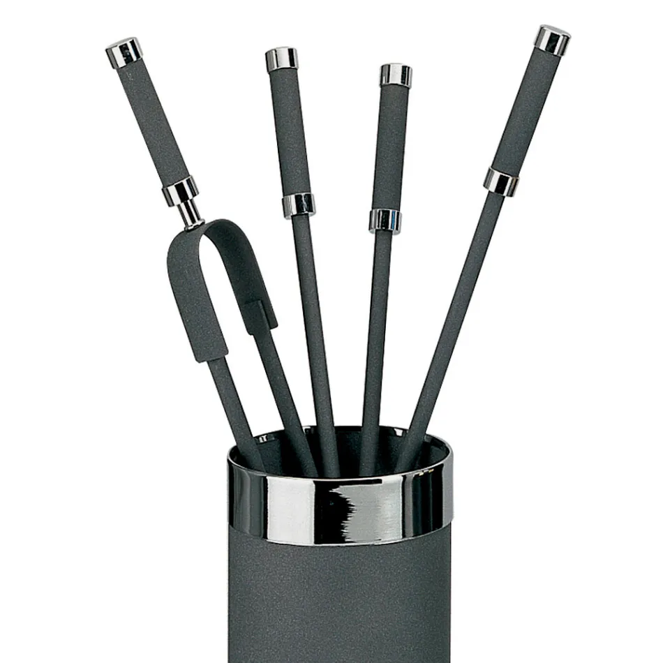 Tool Holder with 4 Fireplace Accessories Included Made in Italy - Snake Viadurini