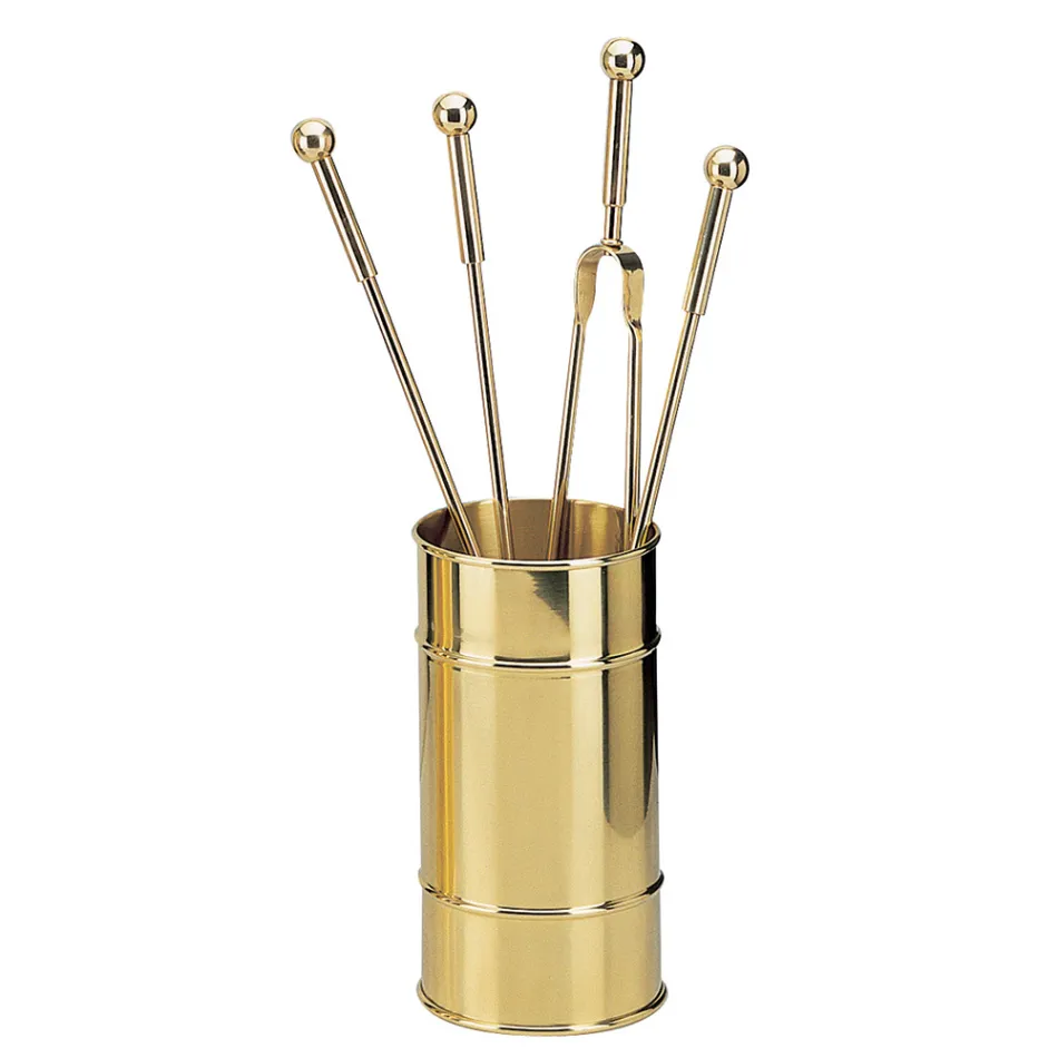 Brass Fireplace Tool Holder 4 Pieces Made in Italy - Giraffe Viadurini