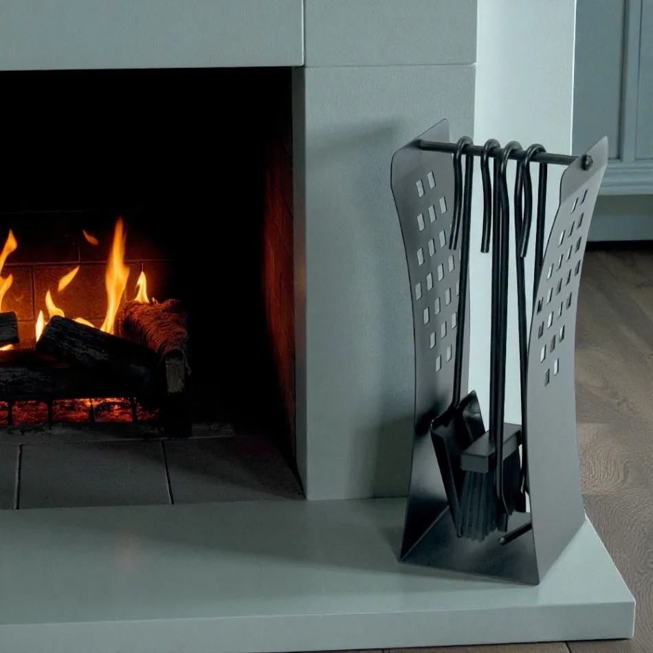 Tool holder with modern queues in metal and 4 tools made in Italy - Maiko Viadurini