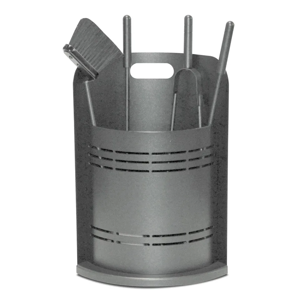 Fixed Tool Holder with 4 Tools for the Fireplace Made in Italy - Bonsai Viadurini