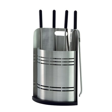 Fixed Tool Holder with 4 Tools for the Fireplace Made in Italy - Bonsai Viadurini