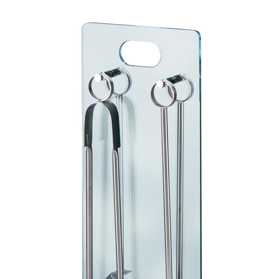 Tempered Crystal Tool Holder with 4 Accessories Made in Italy - Zebra Viadurini