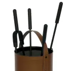 Round Tool Holder in Faux Leather with Handle and 4 Accessories Made in Italy - Pigeon Viadurini