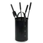 Round Tool Holder in Faux Leather with Handle and 4 Accessories Made in Italy - Pigeon Viadurini