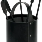 Round Tool Holder in Faux Leather with Handle and 4 Accessories Made in Italy - Pigeon Viadurini