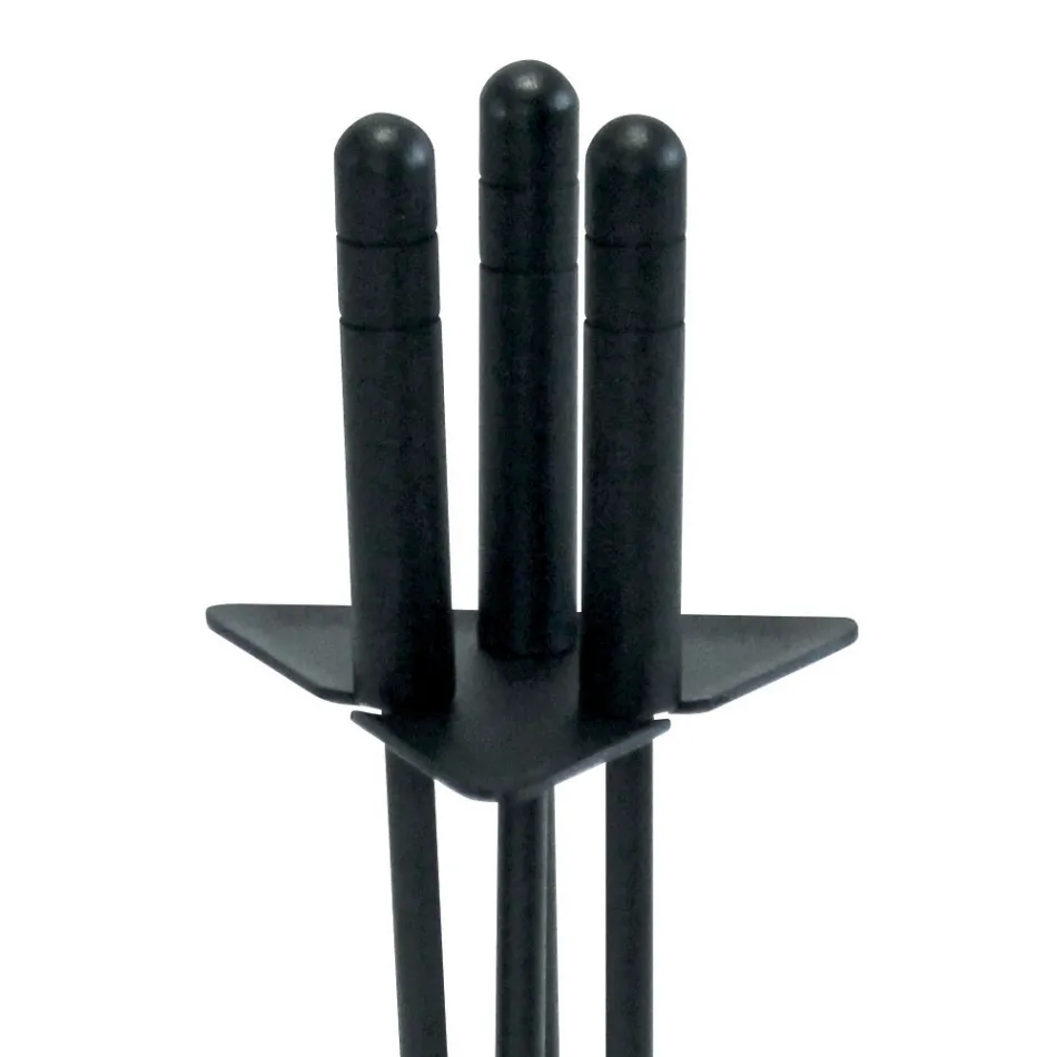 Triangular Tool Holder with 3 Fireplace Tools Made in Italy - Tabu Viadurini