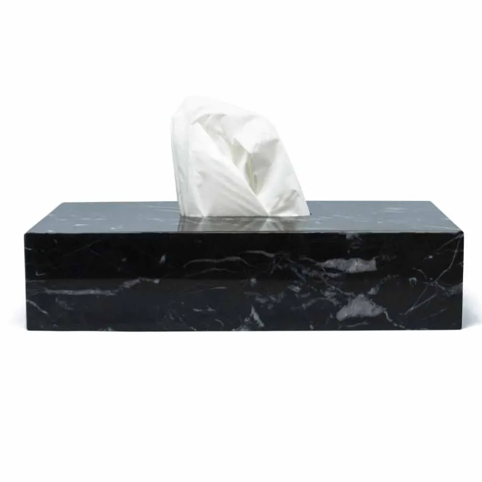Handkerchief Holder in Black Marquinia Marble Italian Rectangular Design - Rafa Viadurini