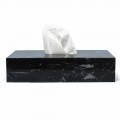 Handkerchief Holder in Precious Black Marquinia Marble of Made in Italy Design - Rafa