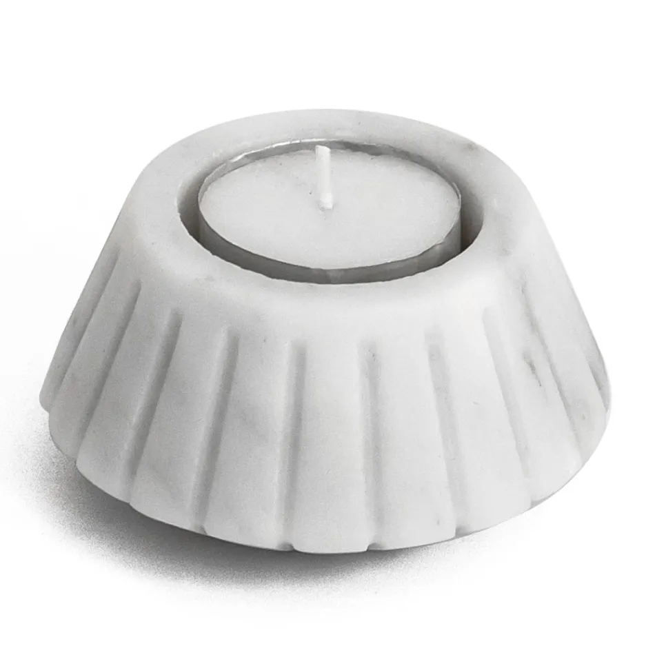 Candle Holder in Satin Marble Various Design Finishes 2 Pieces - Cirotto Viadurini