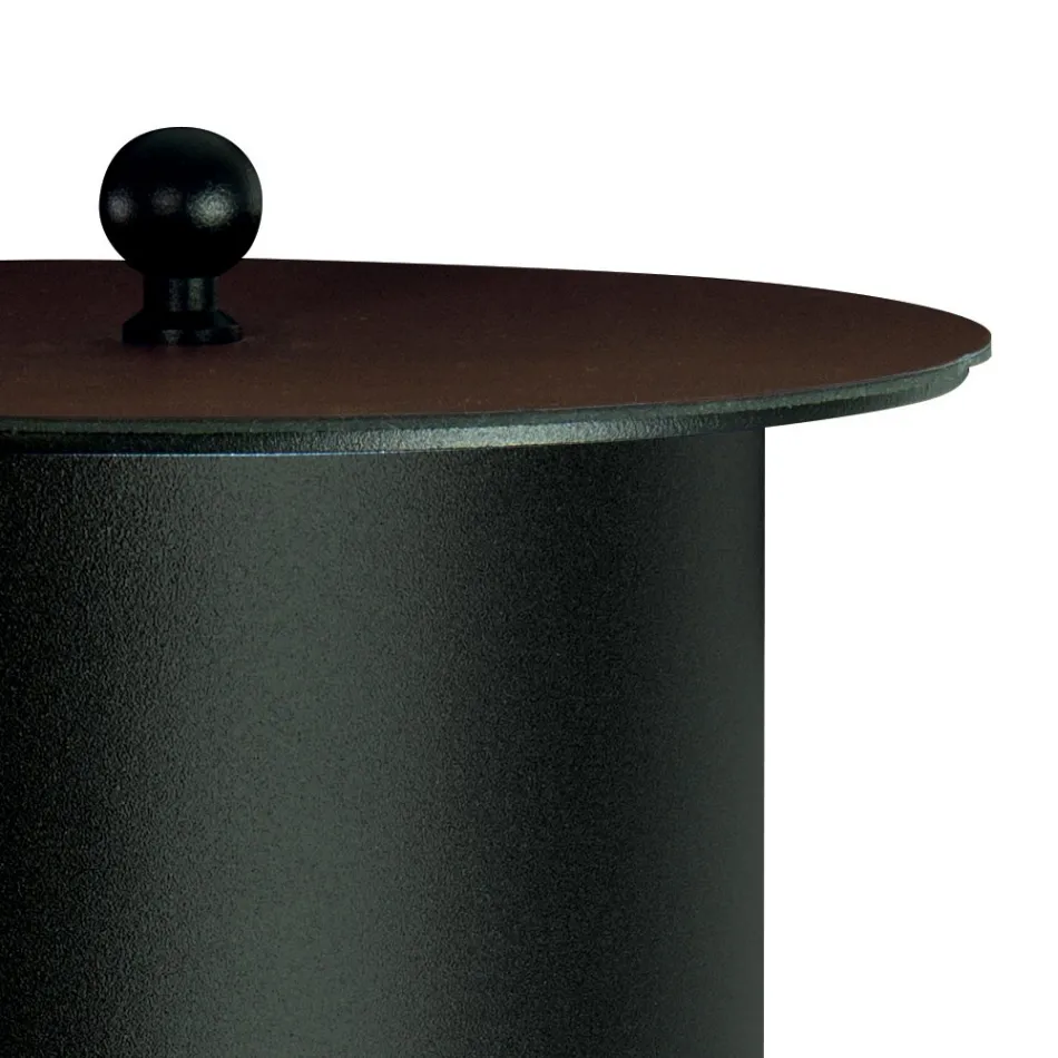 Cylindrical Pellet Holder with Lid in Different Finishes Made in Italy - Flamingo Viadurini