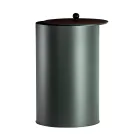 Cylindrical Pellet Holder with Lid in Different Finishes Made in Italy - Flamingo Viadurini