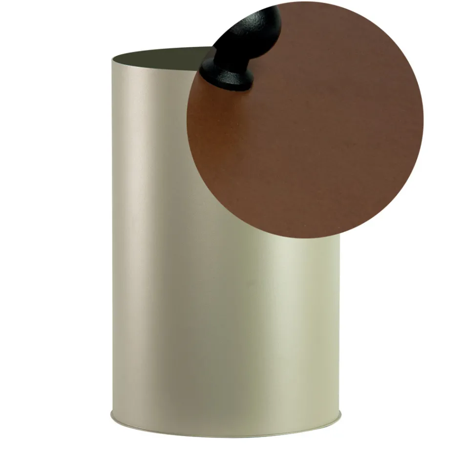 Cylindrical Pellet Holder with Lid in Different Finishes Made in Italy - Flamingo Viadurini