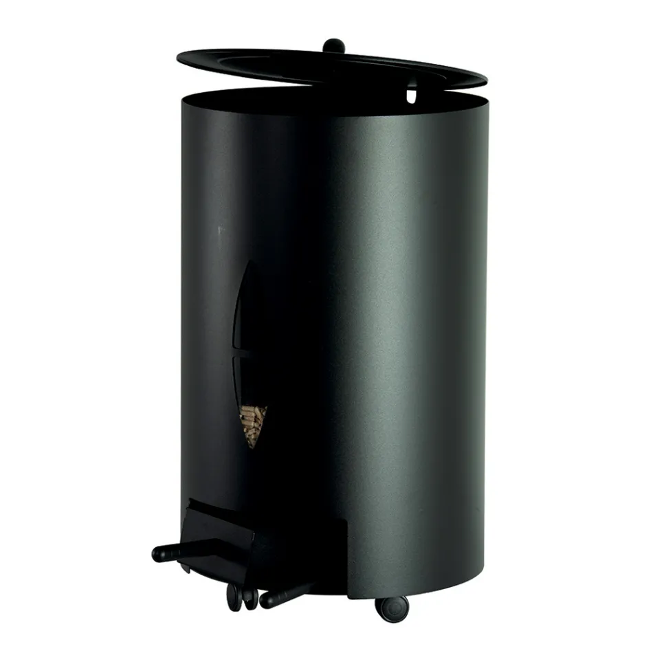 Pellet holder with lid, broom and shovel Made in Italy - Cacatua Viadurini