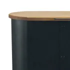 Metal Pellet Holder with Wheels and Wooden Lid Made in Italy - Bisonte Viadurini