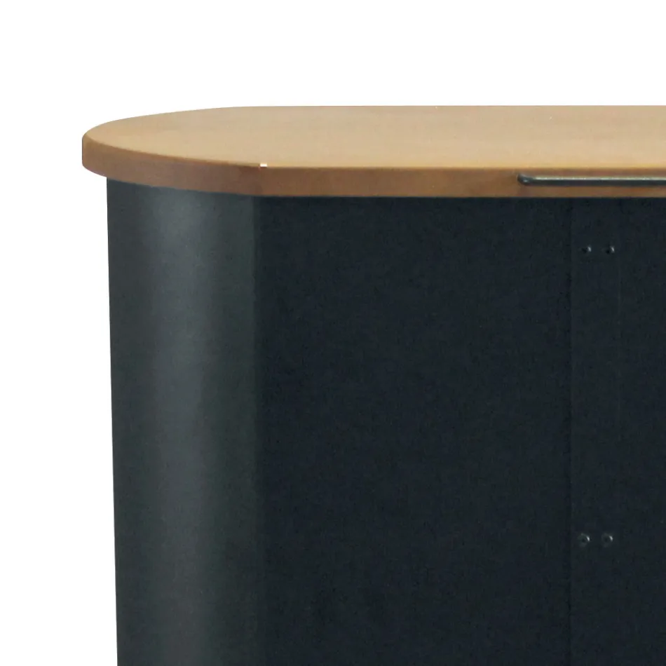 Metal Pellet Holder with Wheels and Wooden Lid Made in Italy - Bisonte Viadurini