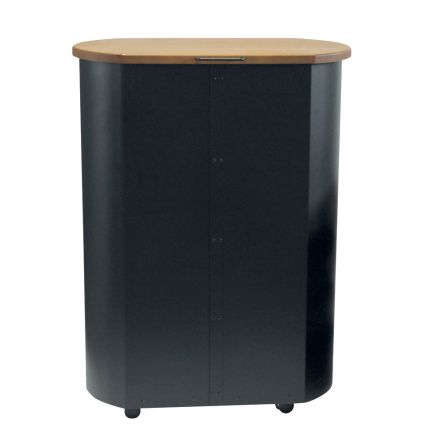 Metal Pellet Holder with Wheels and Wooden Lid Made in Italy - Bisonte Viadurini