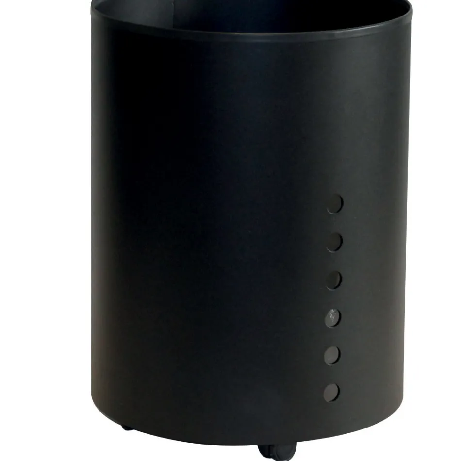 Round Pellet Holder in Black Painted Steel and Wheels Made in Italy - Airone Viadurini
