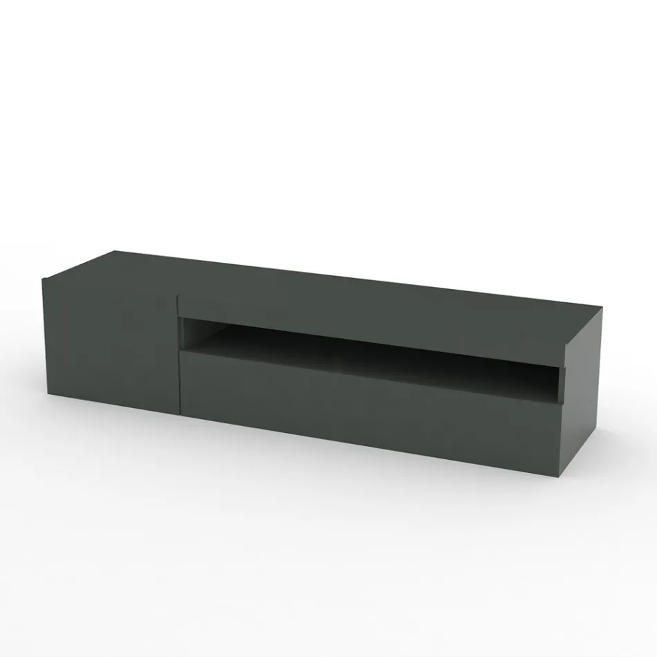 Italian Design Lounge Wooden TV Stand with Open Compartment - Suzana Viadurini