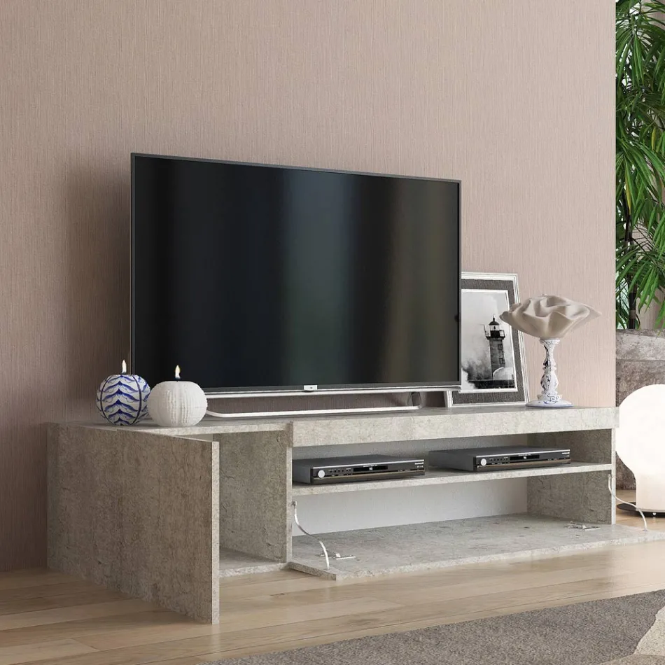 Italian Design Lounge Wooden TV Stand with Open Compartment - Suzana Viadurini