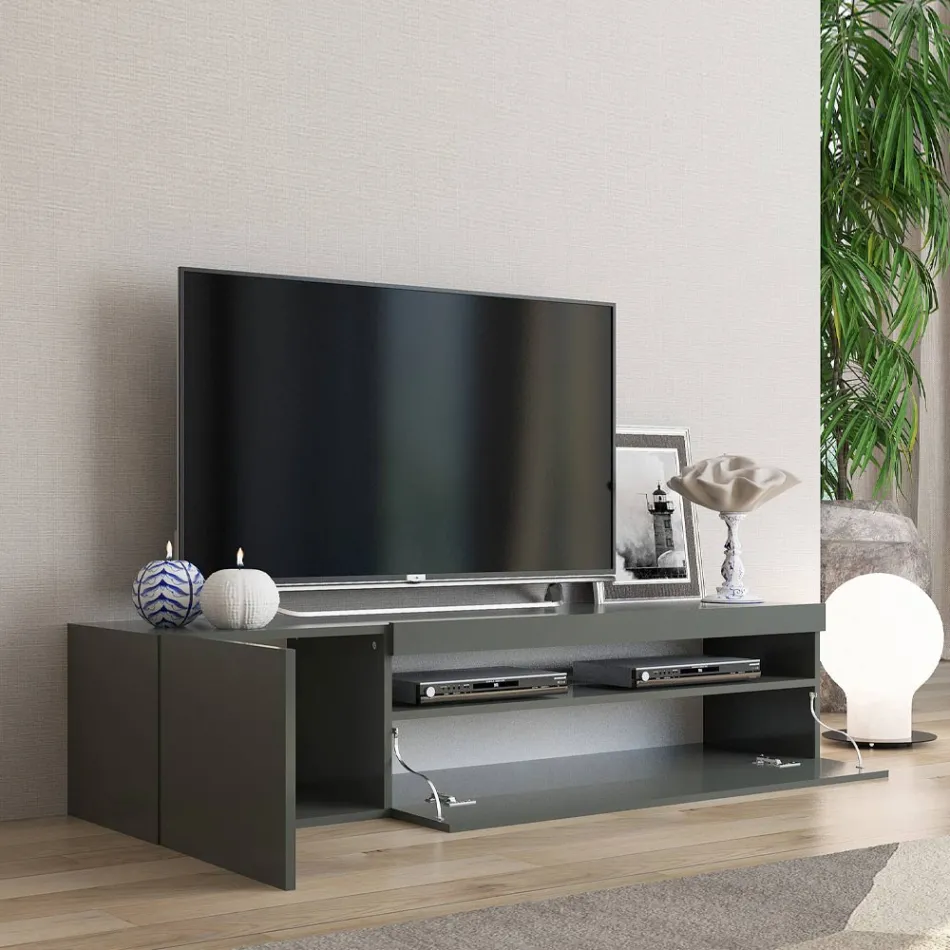 Italian Design Lounge Wooden TV Stand with Open Compartment - Suzana Viadurini