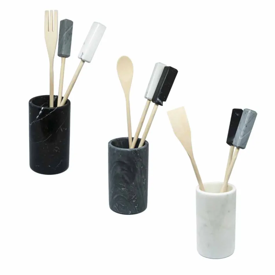 Kitchen Tool Holder in White Grey or Black Marble Made in Italy - Tulvio Viadurini