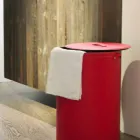 Cylindrical laundry basket in regenerated handmade leather Roby Viadurini