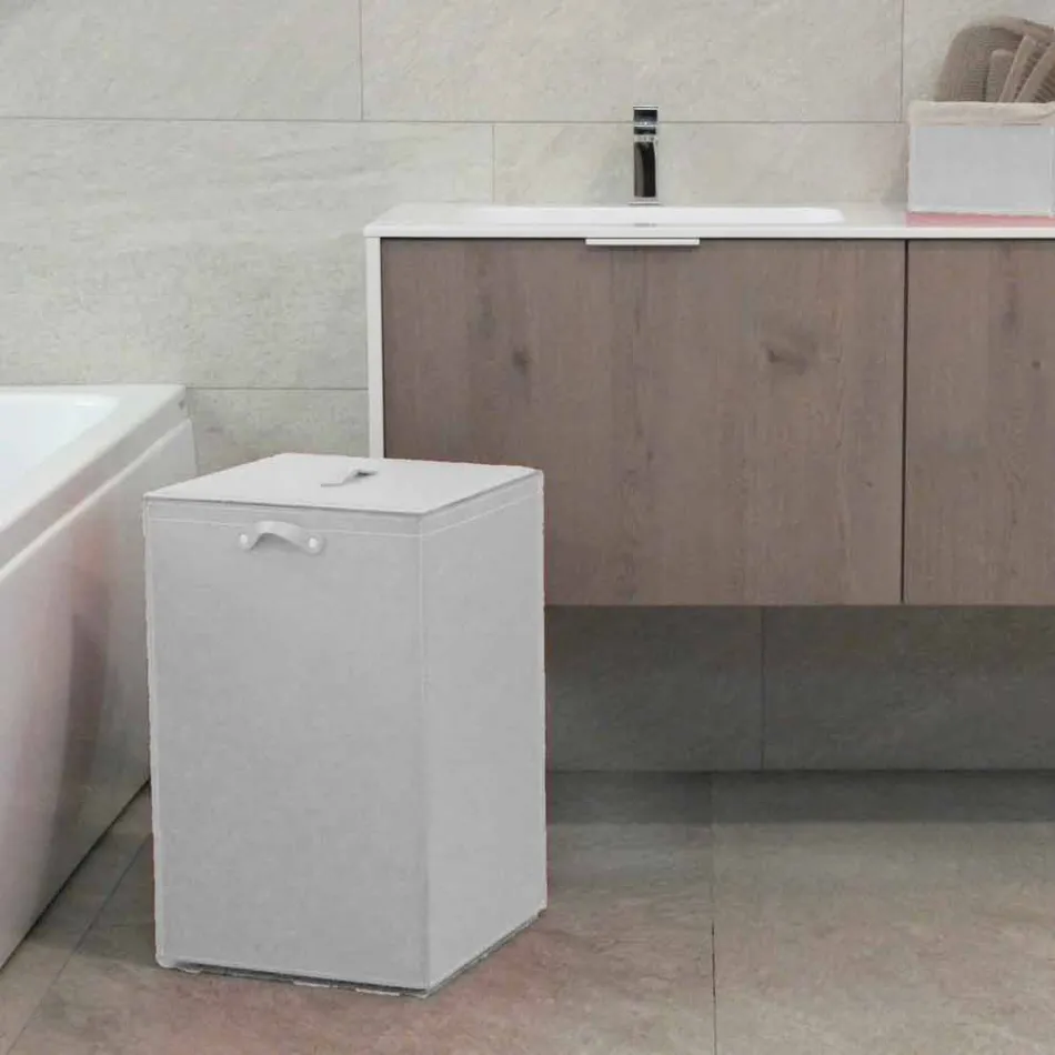 Leather laundry basket with square base David, made in Italy Viadurini